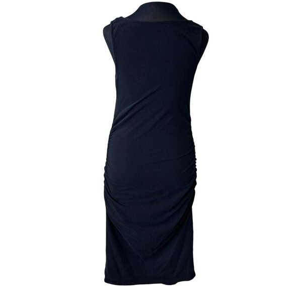 Isabel Maternity Black Sleeveless Ruched Side Midi Dress Medium - Picture 3 of 11